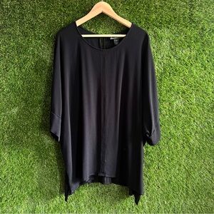 Lane Bryant 26 28 Black Rayon Silky Dressy Top Plus